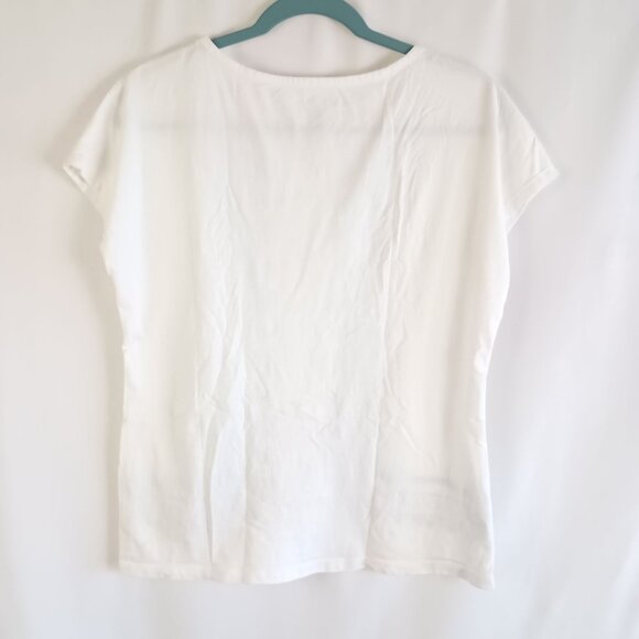 Talbots Embroidered Boho Blouse Top White Blue Cotton Short Sleeve Women’s S - Picture 3 of 6